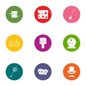 Divination icons set, flat style Illustrazione stock