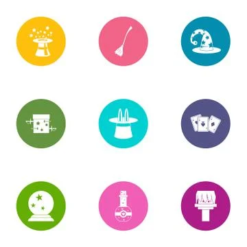 Divination icons set, flat style Illustrazione stock