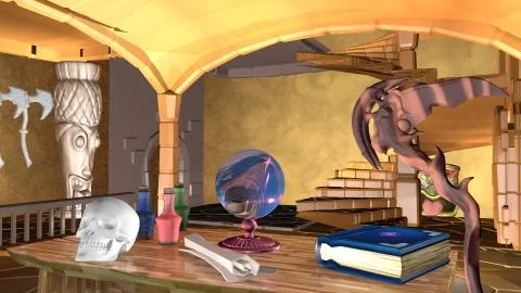 Divination on the Mogic ball. 3D rendering Stock Illustration