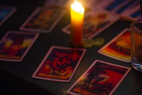Divination by tarot cards Stock Photos