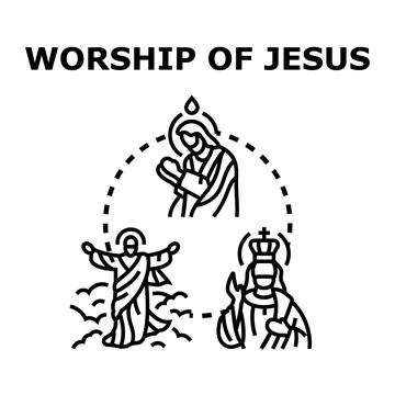 Divine figure veneration concept with various aspects Stock Illustration