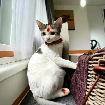 Divine Kitty: The Blessed Bindi Cat Stock Photos