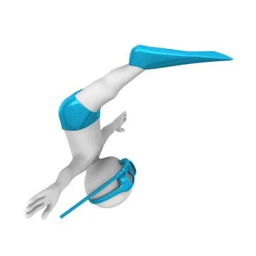 Diving of 3d diver Stock Illustration