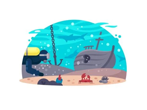 Diving active rest Stock Illustration