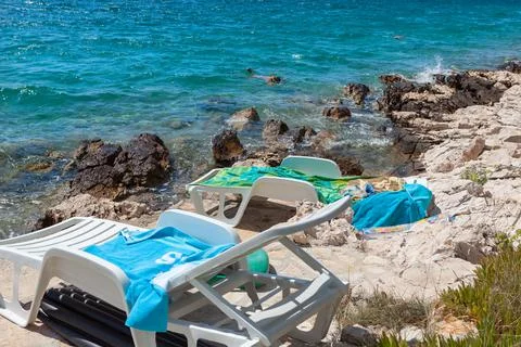 Diving in the Adriatic by the rocks Foto stock