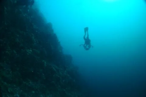 Diving alone. Stock Photos