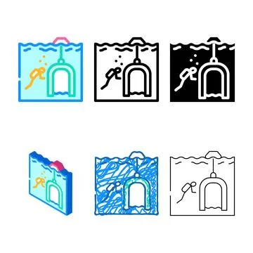 Diving bell color icon vector multistyle Stock Illustration