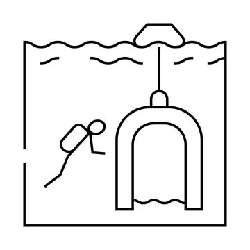 Diving bell line icon vector illustration Stock Illustration