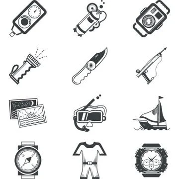 Diving black vector icons Stock Illustration