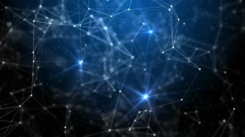 Diving in a blue abstract network connections field Video stock 176005074