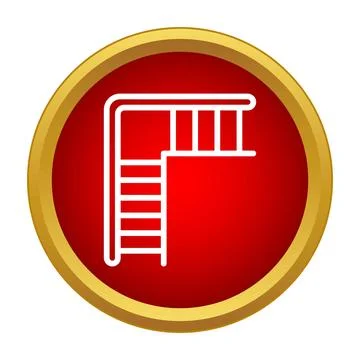 Diving board icon with ladder in round red button Stock Illustration