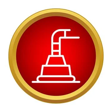 Diving board line icon on red circle button Stock Illustration