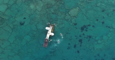 Diving board in the middle of the sea. Stock Footage 111281483