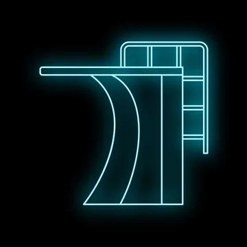Diving board neon glow icon projecting recreation Stock Illustration
