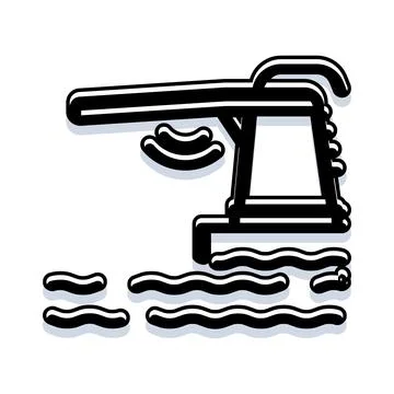 Diving board over swimming pool water icon 스톡 일러스트