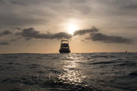 Diving boat before sunset Stock Photos