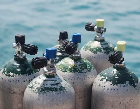 Diving bottles 스톡 사진