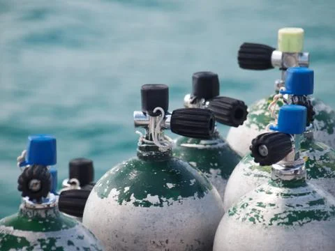 Diving bottles Foto stock