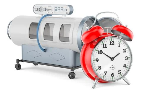 Diving chamber with alarm clock, 3D rendering Stock Illustration
