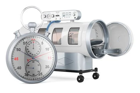 Diving chamber with stopwatch, 3D rendering Stock Illustration