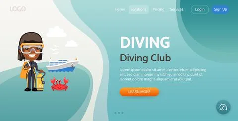 Diving Club Website Template Stock Illustration