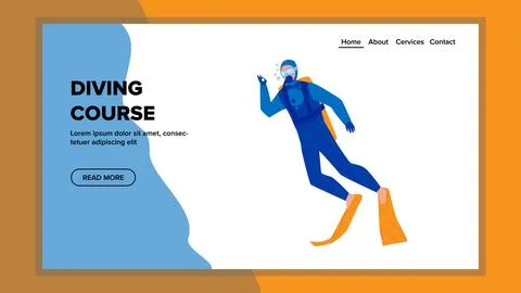 Diving Course School Educate Young Diver Vector Stockillustratie