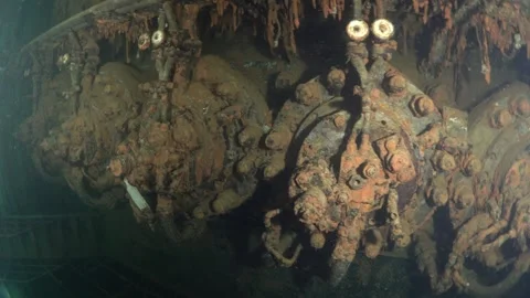 Diving deep into the Zenobia wreck, Larnaca, Cyprus - Underwater exploration Video stock 312007324
