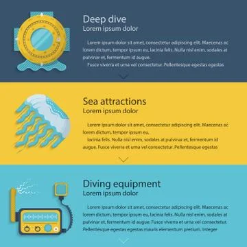 Diving elements colored vector illustration Stock Illustration