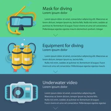 Diving equipment colored vector illustration Stock Illustration