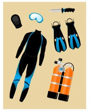 Diving Equipment Set Stock Illustration