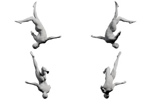 Diving figure model in white studio Stock Illustration
