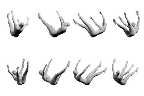 Diving figure model in white studio Stock Illustration