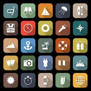 Diving flat icons with long shadow Stock Illustration