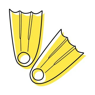 Diving flippers doodle icon. Flat and Outline design style. Vector illustrati Stock Illustration