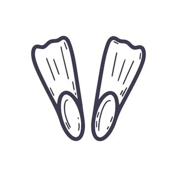 Diving flippers doodle style Stock Illustration
