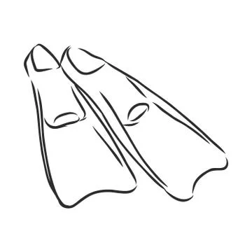 Diving flippers , vector sketch illustration. water sport Stock Illustration