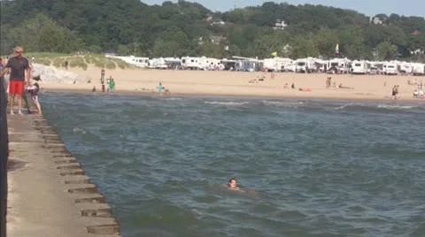 Diving Off Grand Haven Pier Part #9 Video stock 11204141