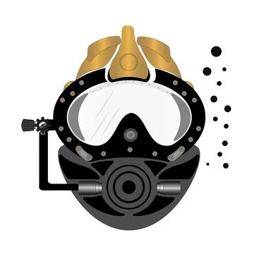 Diving helmet vector drawing - Commercial Diver Stock Illustration