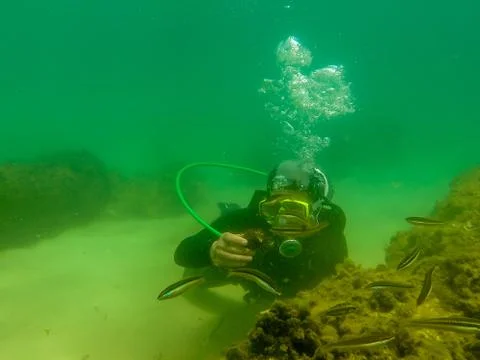 Diving in houcima bay Stock Photos