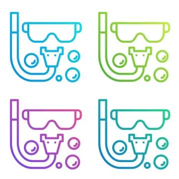 Diving icon gradient line logo isolated on white. Stock Illustration