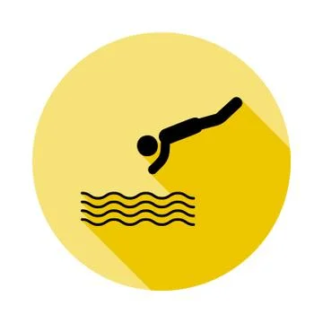 Diving icon in long shadow style Stock Illustration
