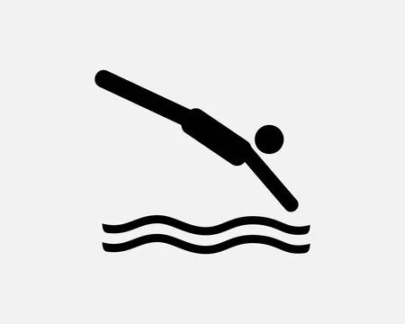 Diving Icon Man Dive Jump Jumping into Water Pool Swim Swimming Icon Sign Vector Illustrazione stock