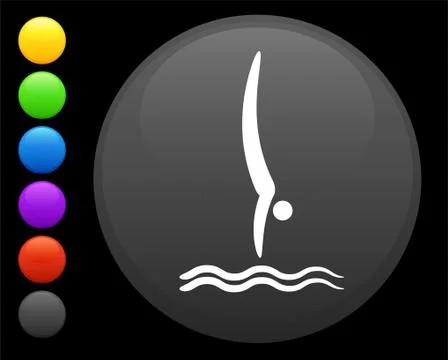 Diving icon on round internet button Stock Illustration