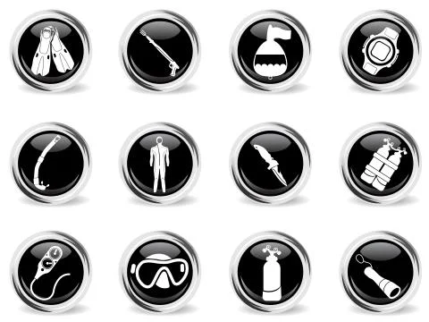Diving icon set Stock Illustration