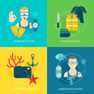 Diving icons composition Stock Illustration