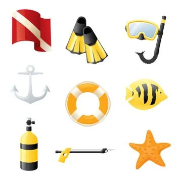 Diving icons Stock Illustration