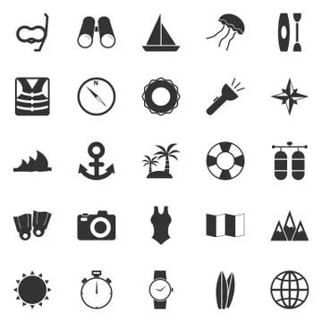 Diving icons on white background Stock Illustration