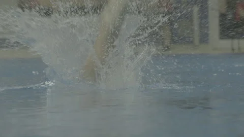 Diving Into Indoor Recreational Pool Video stock 165609078