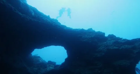 Diving instructor and group students in underwater exercise. Stock Footage 271074854