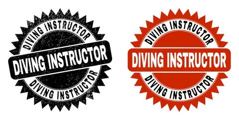 DIVING INSTRUCTOR Black Rosette Seal with Unclean Style Illustrazione stock